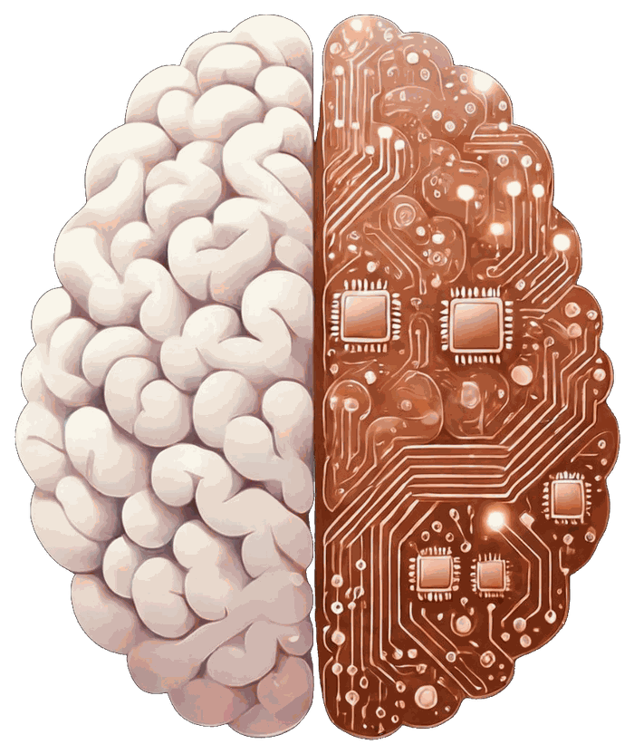 Cerveau divisé : moitié humaine, moitié intelligence artificielle